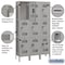 Salsbury Industries Wardrobe Locker, 45" W, 15" D, 78" H, (3) Wide, (9) Openings, Gray 83365GY-U - alternate 2